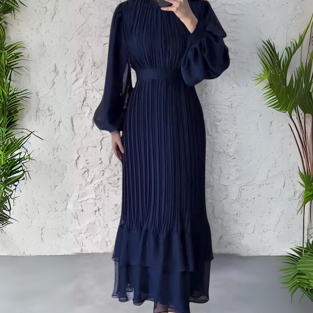 Cami - Elegante vestido de noche francés de otoño con malla acentuada
