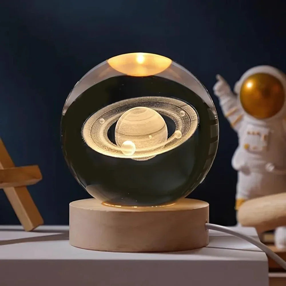 Luz nocturna LED con esfera de cristal 3D