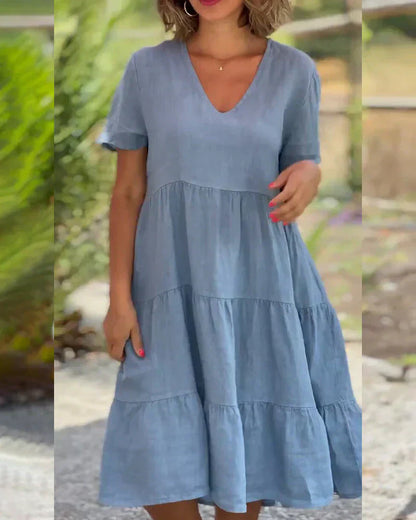 Vestido de verano casual con escote en V de Bretaña