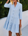 Zuri - Vestido mini suelto para mujer con estilo camisa y escote en V