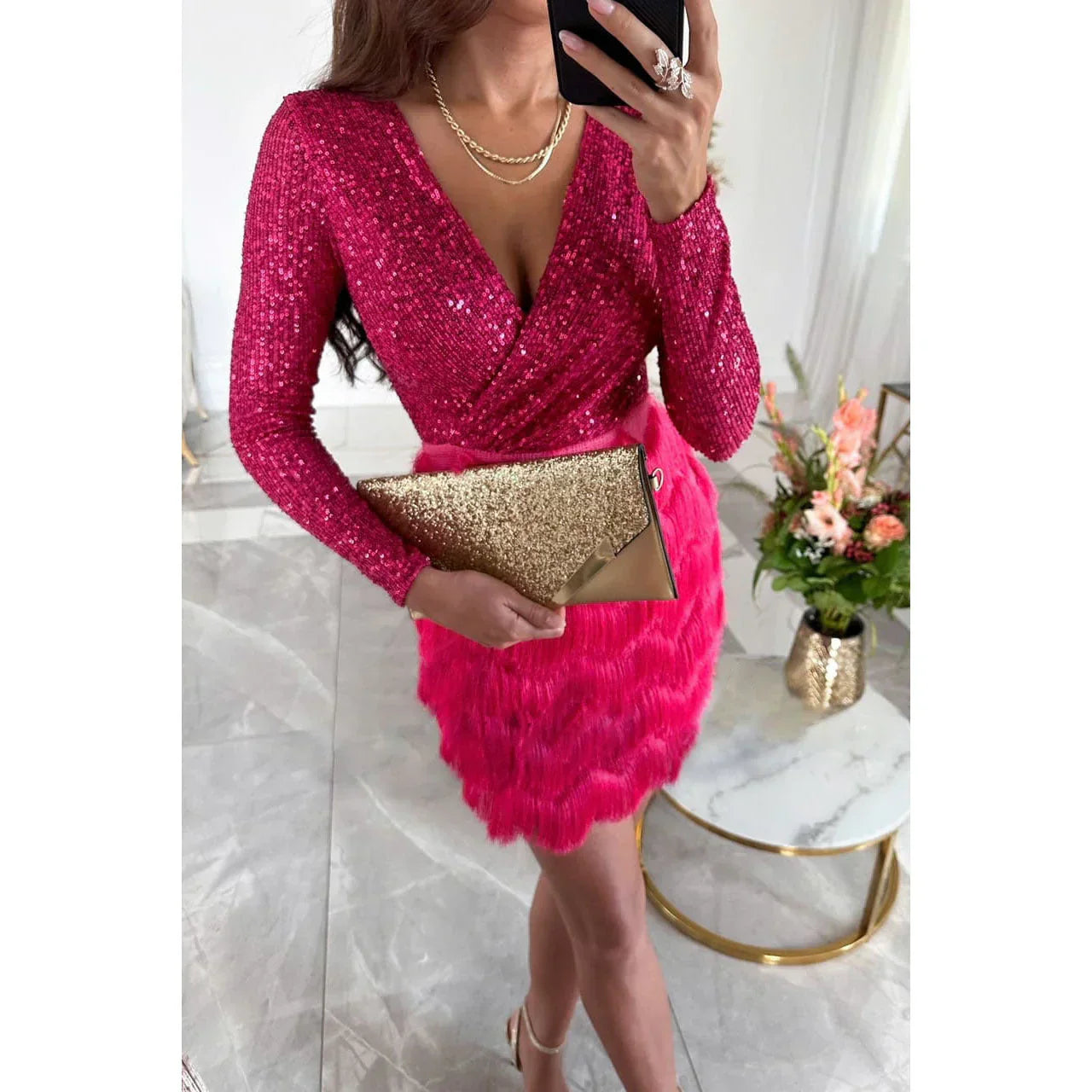 Stella | Vestido envuelto con brillo