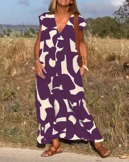 Elowen - Vestido sin mangas con estampado geométrico irregular