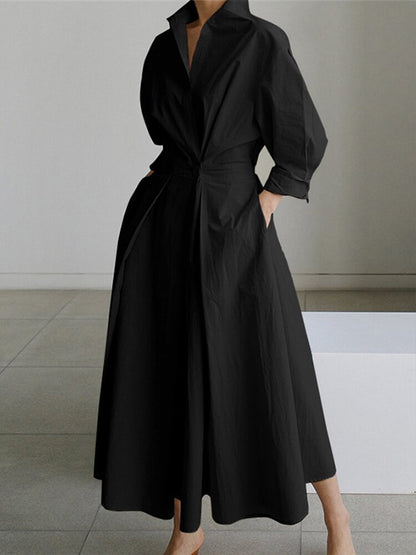 Brynn - Vestido A-Line con Cuello Polo Chic y Corte Acampanado