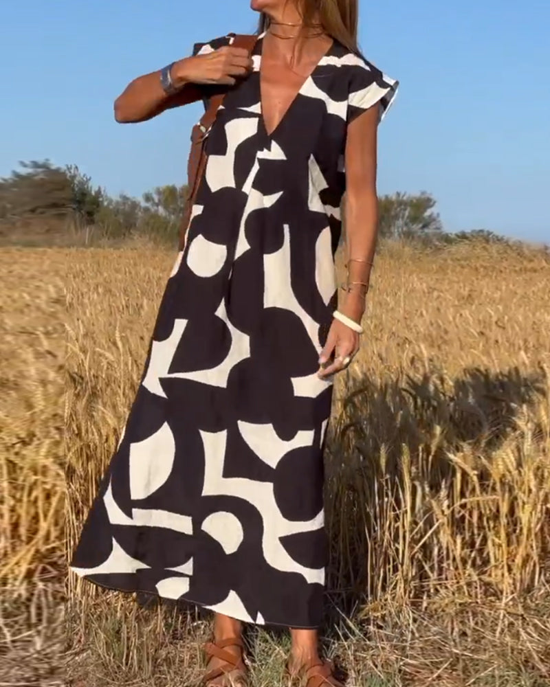 Elowen - Vestido sin mangas con estampado geométrico irregular