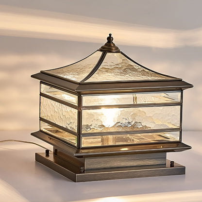 Luz de poste de jardín de vidrio y cobre para exteriores