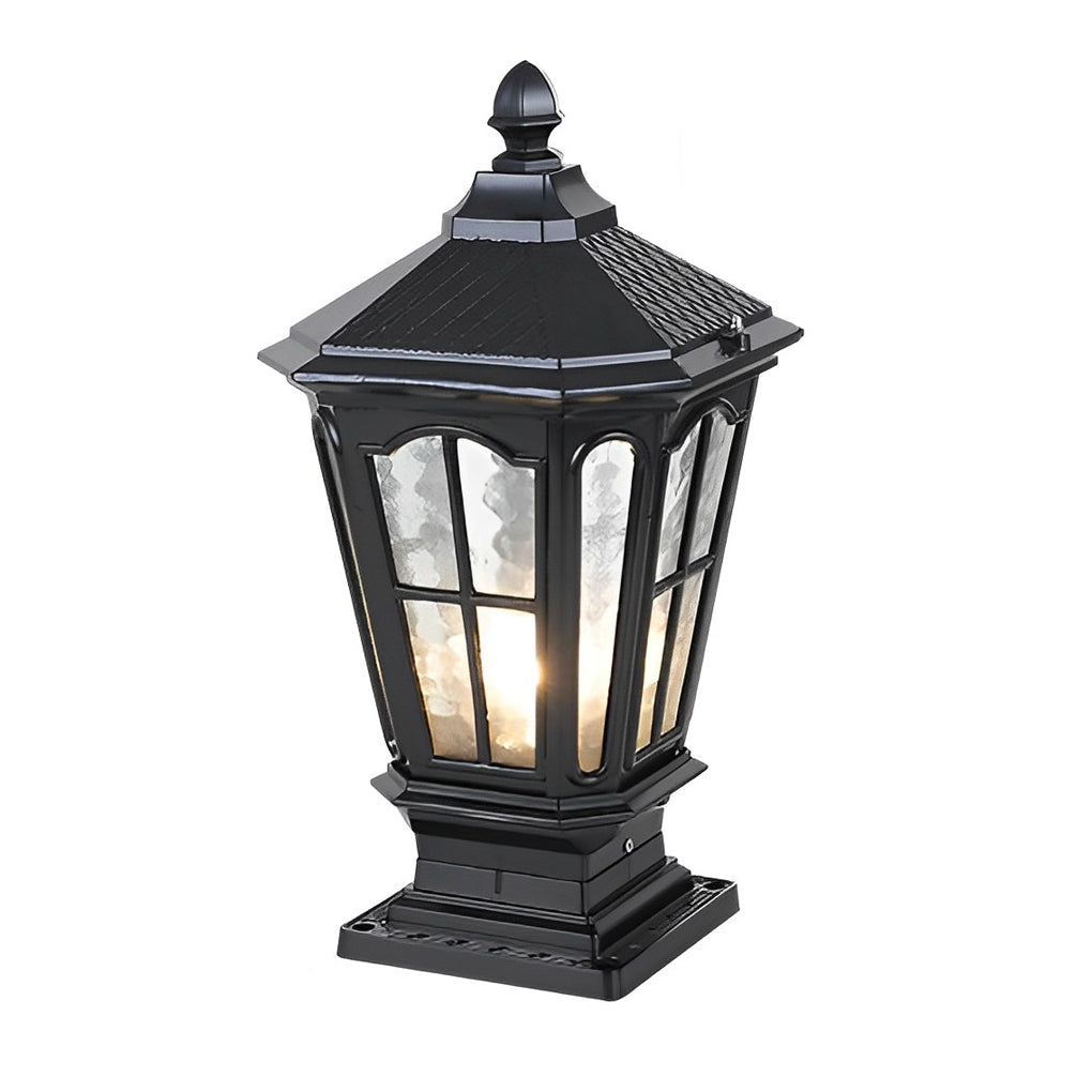 Luz de Poste de Jardín Negra LED Solar para Exterior