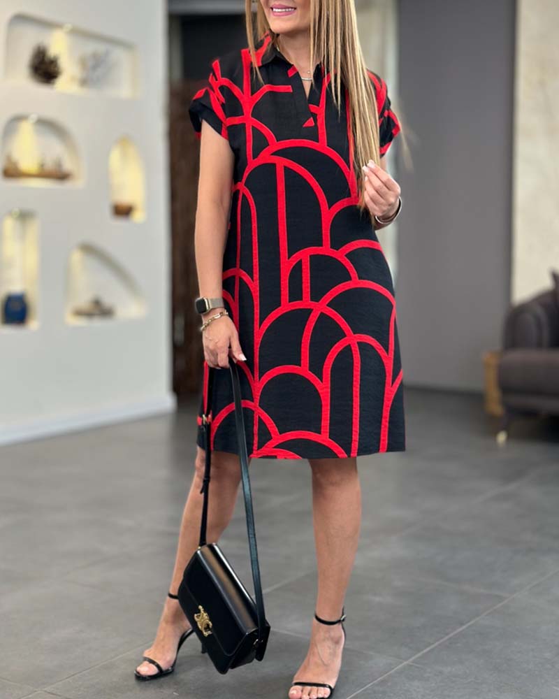 Lydia | Vestido tipo polo con estampado geométrico