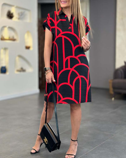 Lydia | Vestido tipo polo con estampado geométrico