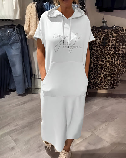 Parker - Vestido Casual con Capucha y Estampado de Letras