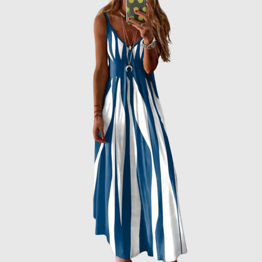 Ariella - Vestido Maxi a Rayas Chic sin Mangas