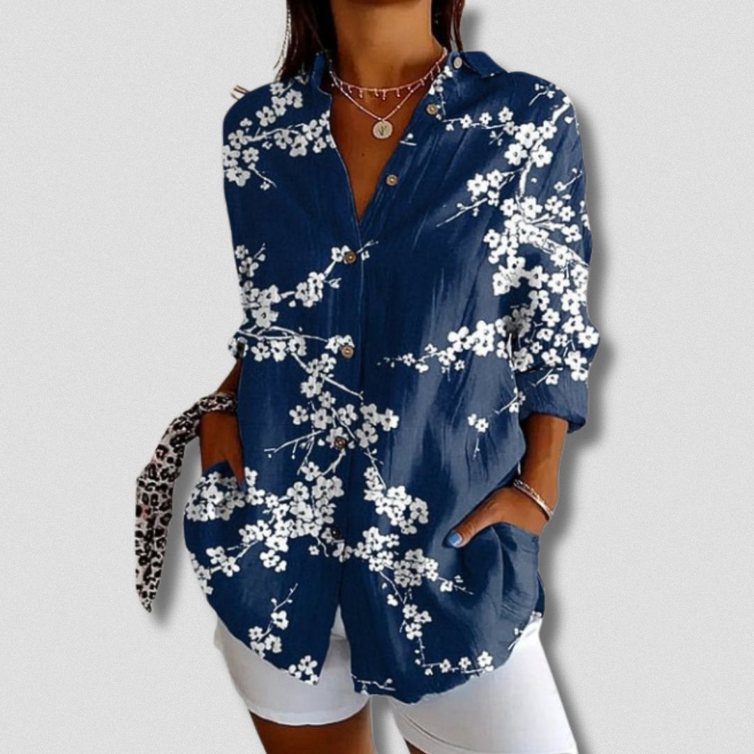Camisa de manga larga con botones y estampado floral Stefanie