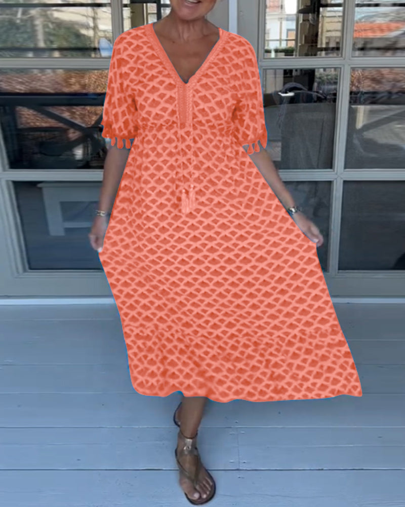Winona - Vestido de verano con escote en V y flecos