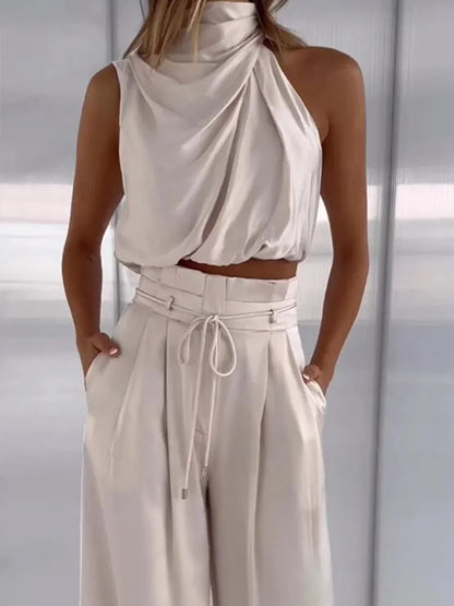 Conjunto femenino con pantalones de pierna ancha | Elegancia estilizada para ocasiones especiales
