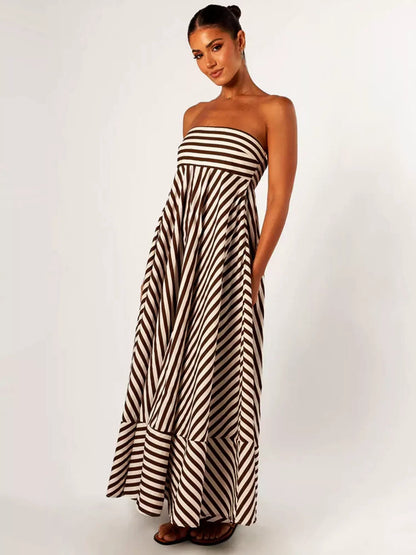 Damaris - Vestido maxi cómodo y elegante con fruncidos