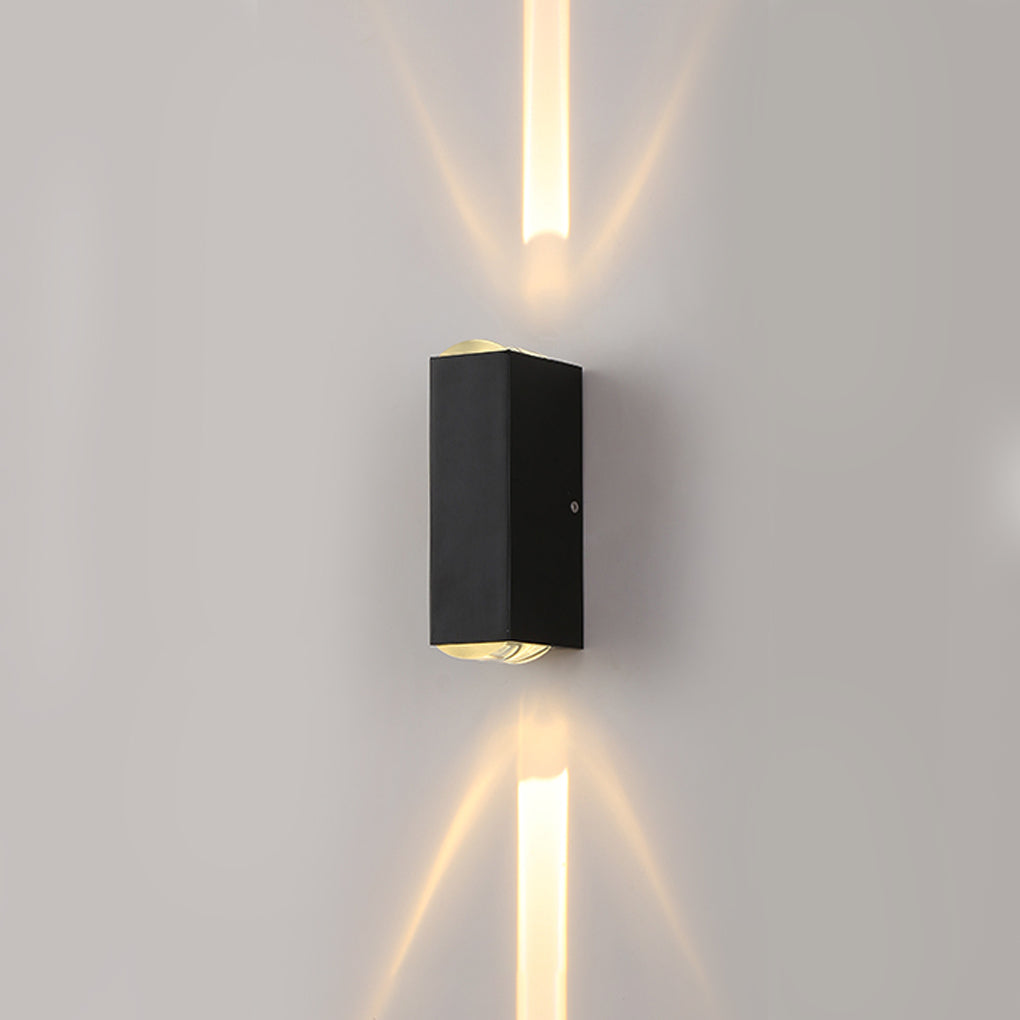 Lámpara de pared exterior de aluminio negro LED arriba y abajo