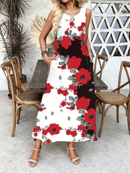 Indigo - Vestido Maxi Floral Boho Chic con Escote en V