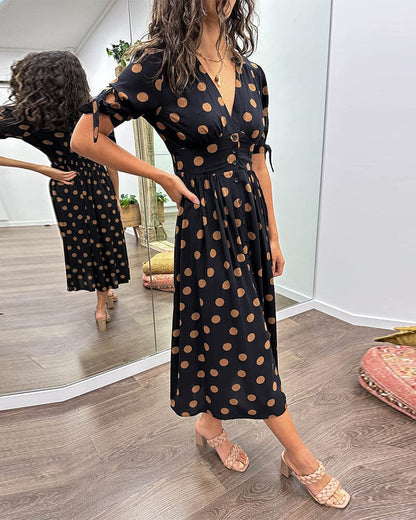 Kimberly | Vestido de escote en V con lunares
