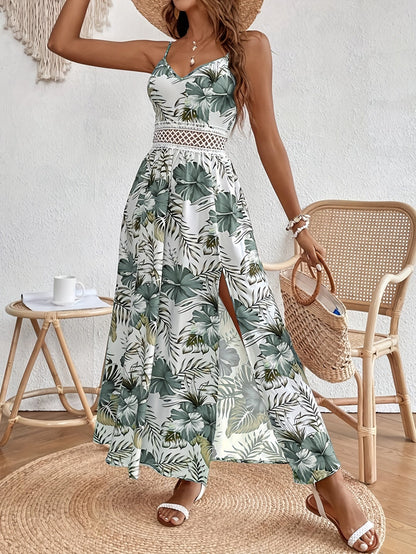Maple - Vestido largo con tirantes y escote en V floral