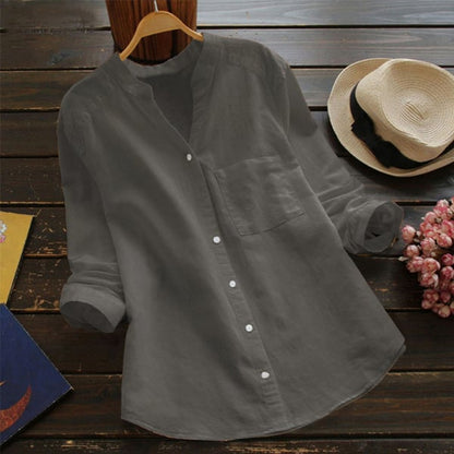 Greta | Blusa de lino de manga larga elegante