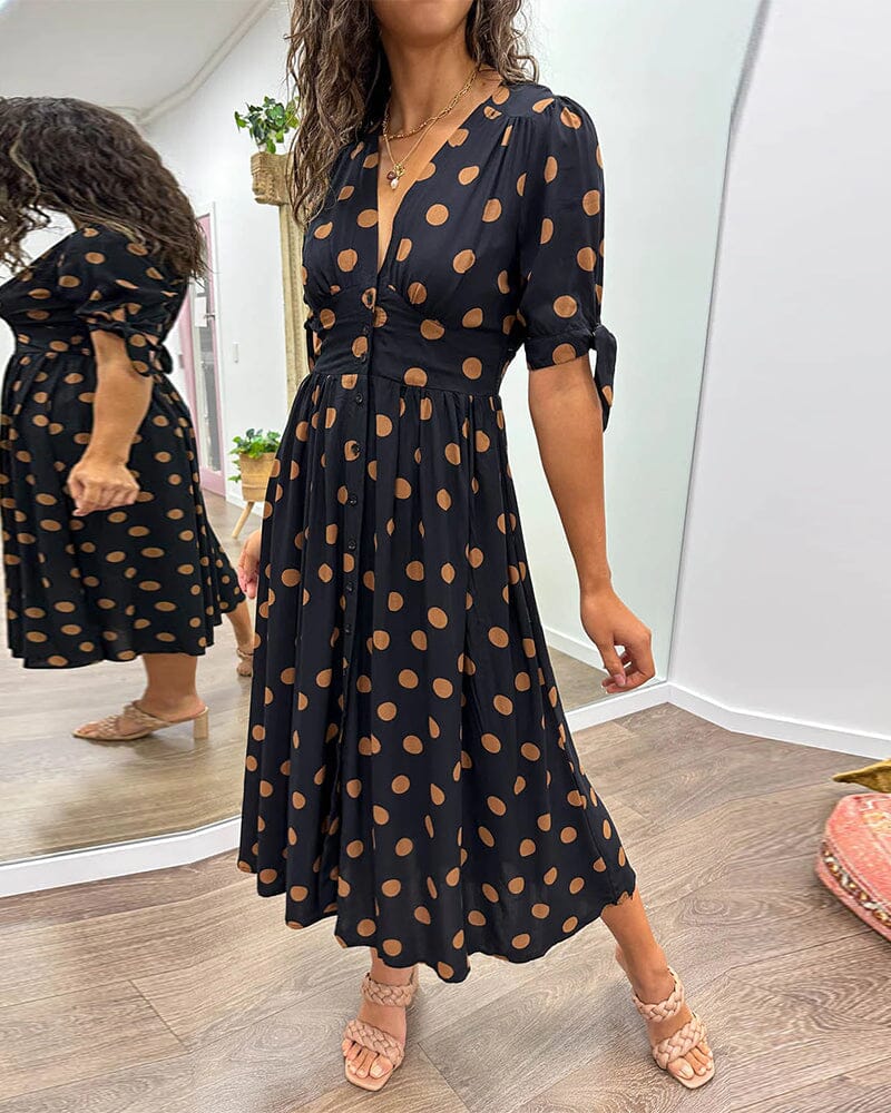 Kimberly | Vestido de escote en V con lunares
