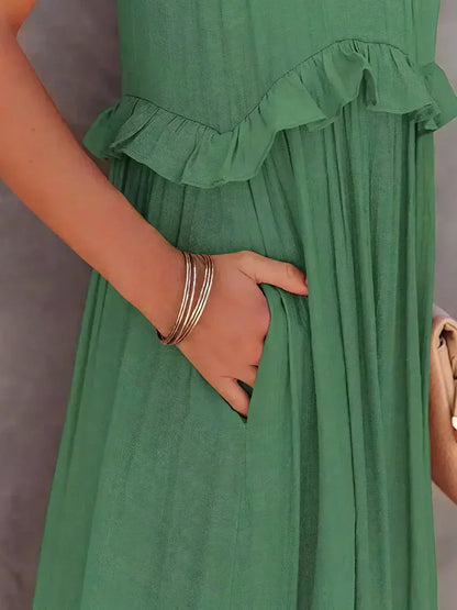 Edna | Vestido maxi con volantes y cuello halter