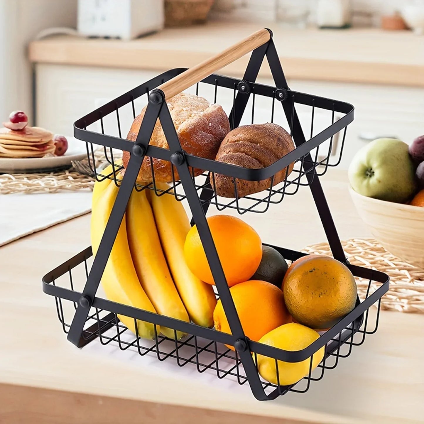 Soporte metálico para cesta de frutas de almacenamiento de cocina