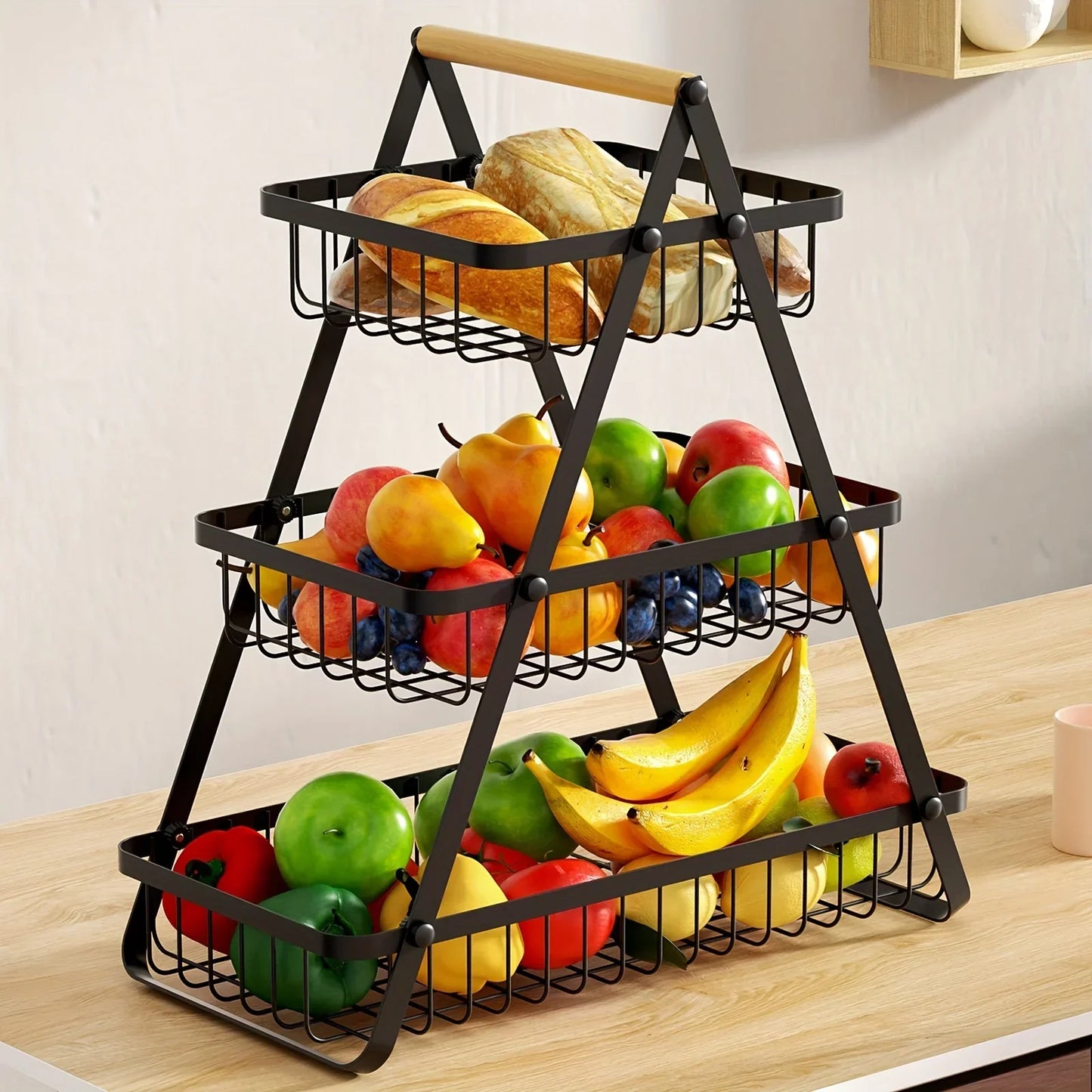 Soporte metálico para cesta de frutas de almacenamiento de cocina