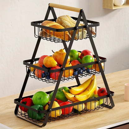Soporte metálico para cesta de frutas de almacenamiento de cocina