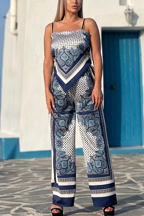 Allona - Conjunto de top sin espalda y pantalones de pierna ancha