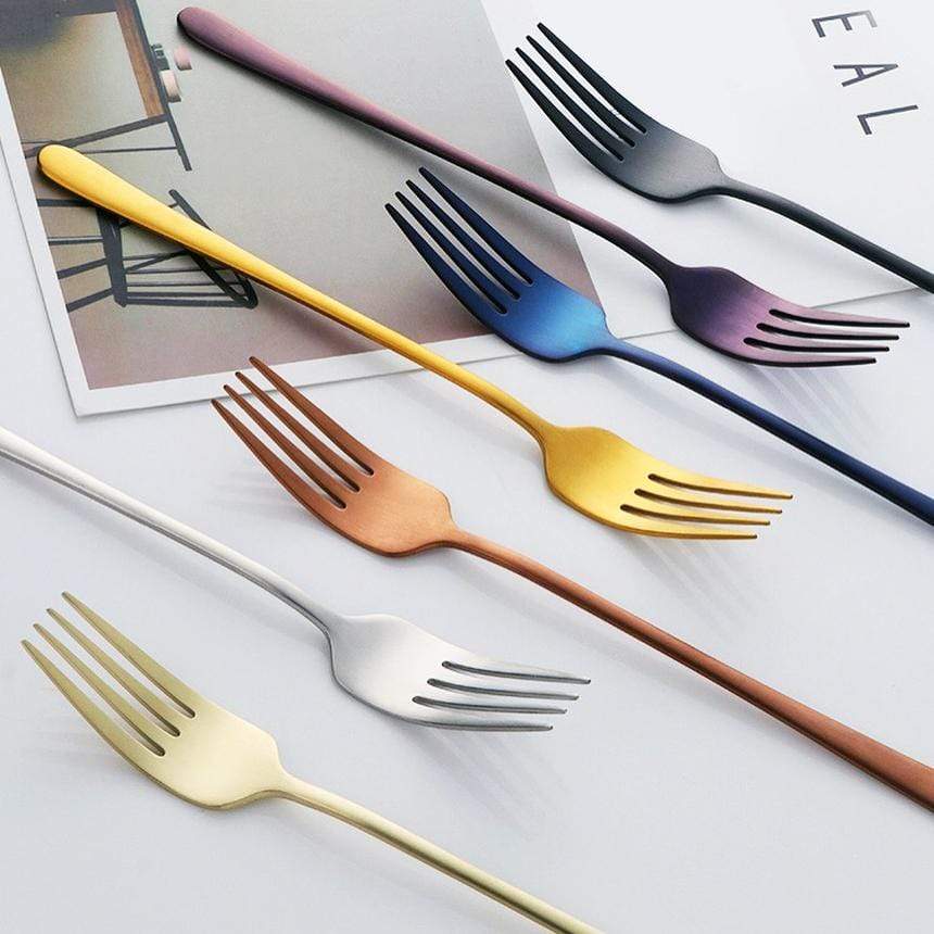 Juego de cubiertos modernos de acero inoxidable tenedores para comedor