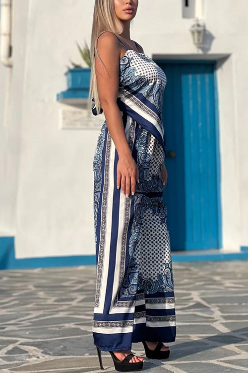 Allona - Conjunto de top sin espalda y pantalones de pierna ancha