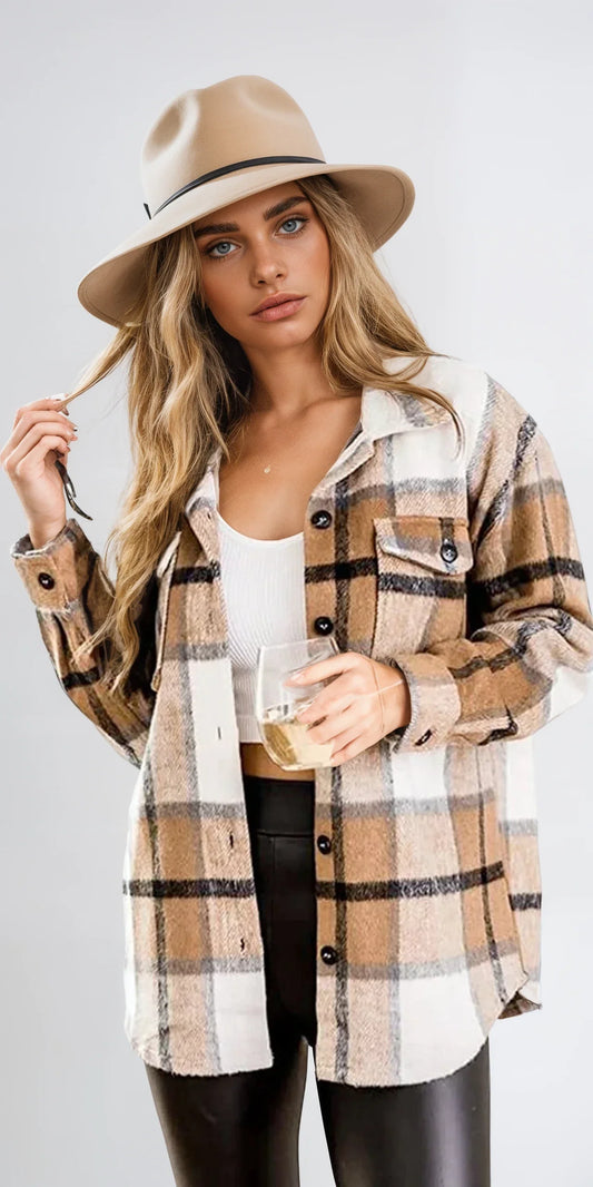 Lisa - Long Sleeve Plaid Flannel - Cozy & Stylish
