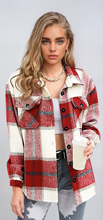 Lisa - Long Sleeve Plaid Flannel - Cozy & Stylish