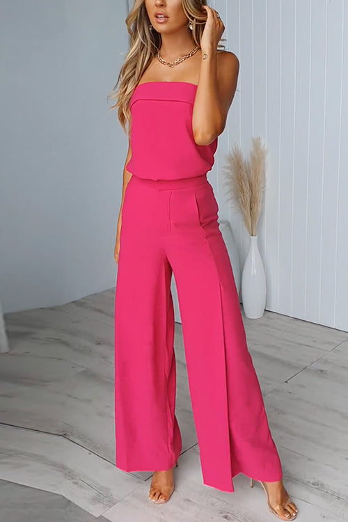Alondra - Conjunto de top sin tirantes y pantalones de pierna ancha