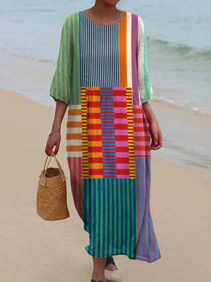 Lovie | Vestido de Patrón Geométrico Vintage