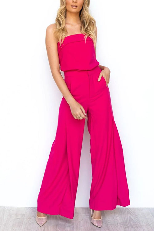 Alondra - Conjunto de top sin tirantes y pantalones de pierna ancha