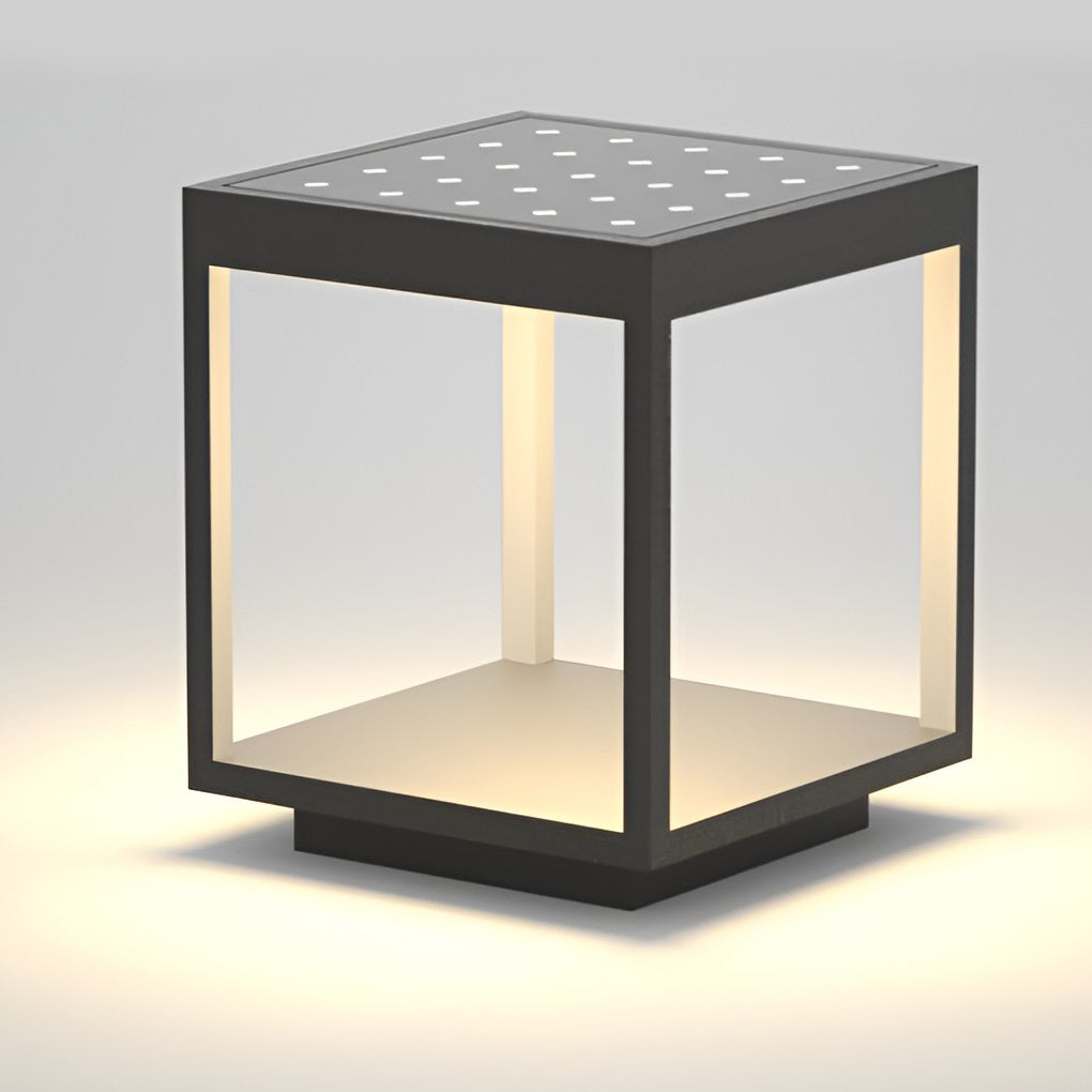 Luz solar de poste para exteriores con marco negro moderno