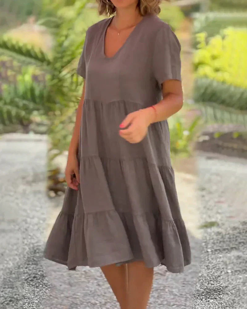 Vestido de verano casual con escote en V de Bretaña