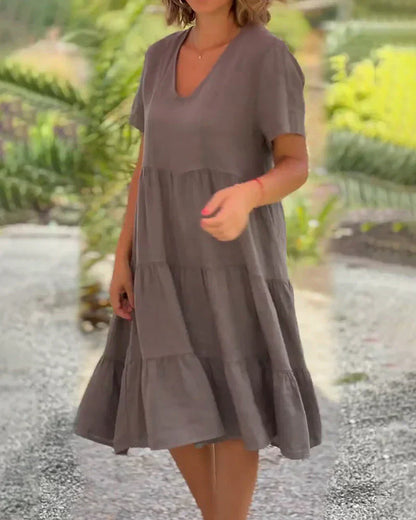 Vestido de verano casual con escote en V de Bretaña