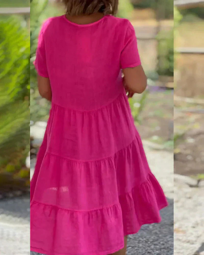 Vestido de verano casual con escote en V de Bretaña