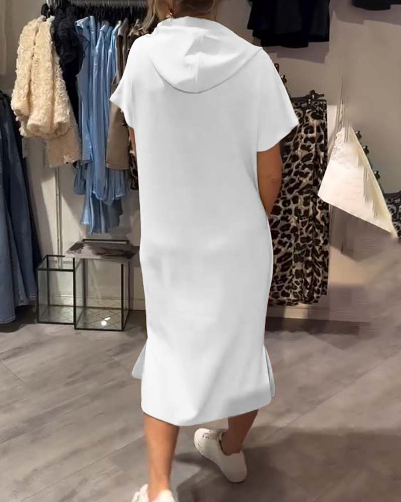 Parker - Vestido Casual con Capucha y Estampado de Letras
