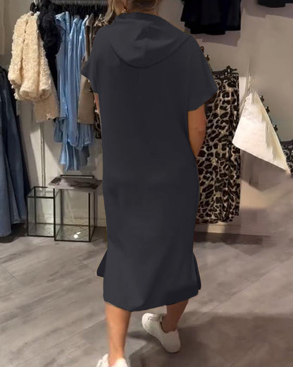 Parker - Vestido Casual con Capucha y Estampado de Letras