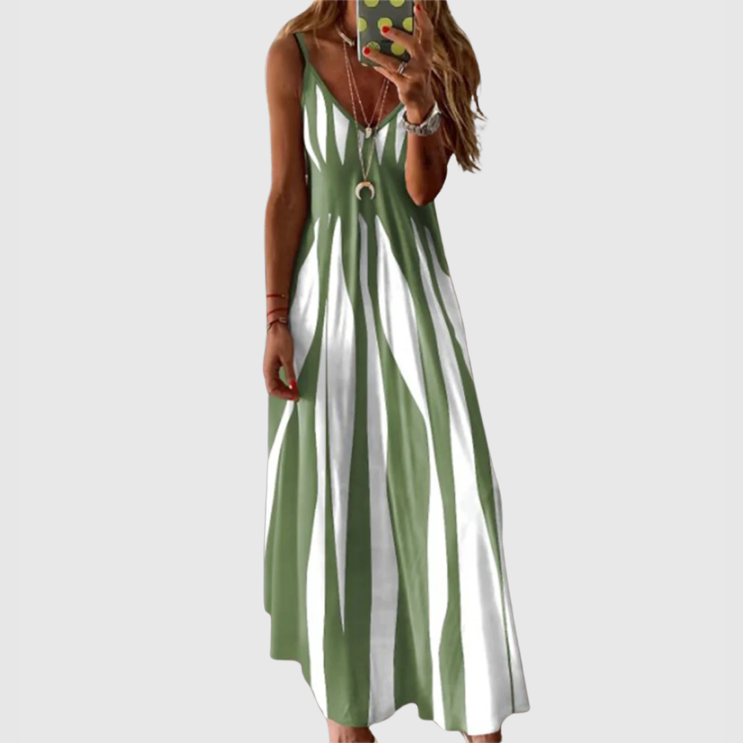 Ariella - Vestido Maxi a Rayas Chic sin Mangas