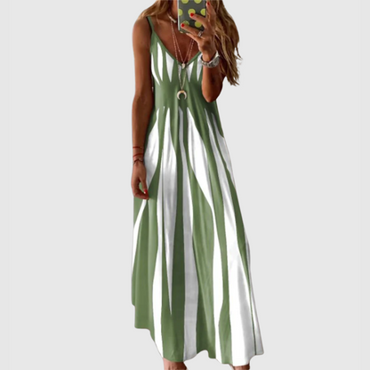 Ariella - Vestido Maxi a Rayas Chic sin Mangas