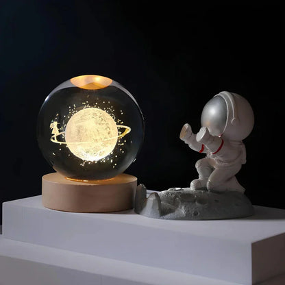 Luz nocturna LED con esfera de cristal 3D