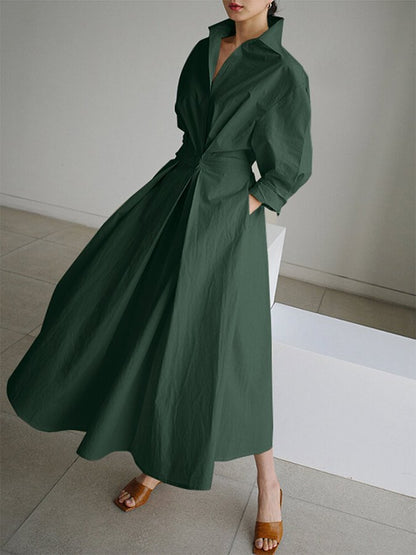 Brynn - Vestido A-Line con Cuello Polo Chic y Corte Acampanado