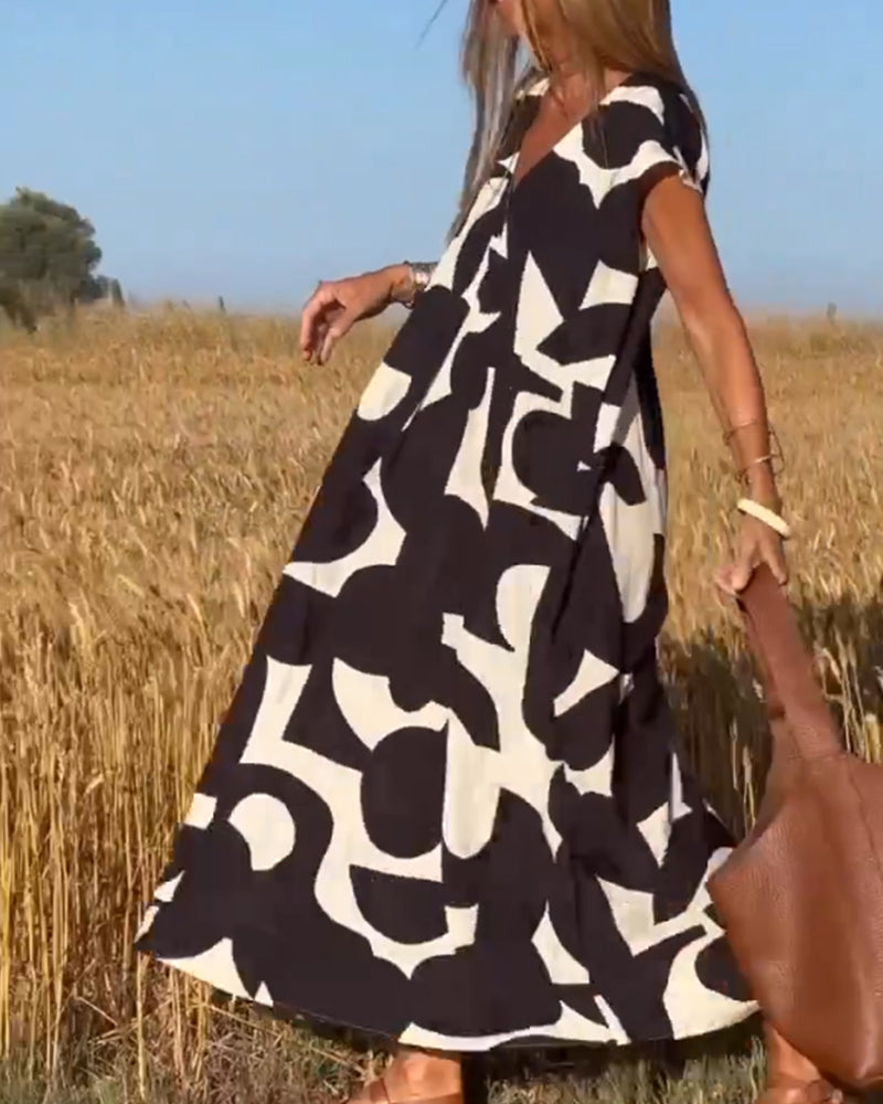 Elowen - Vestido sin mangas con estampado geométrico irregular
