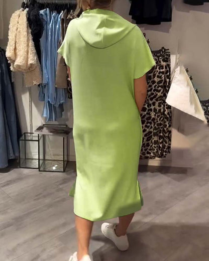 Parker - Vestido Casual con Capucha y Estampado de Letras