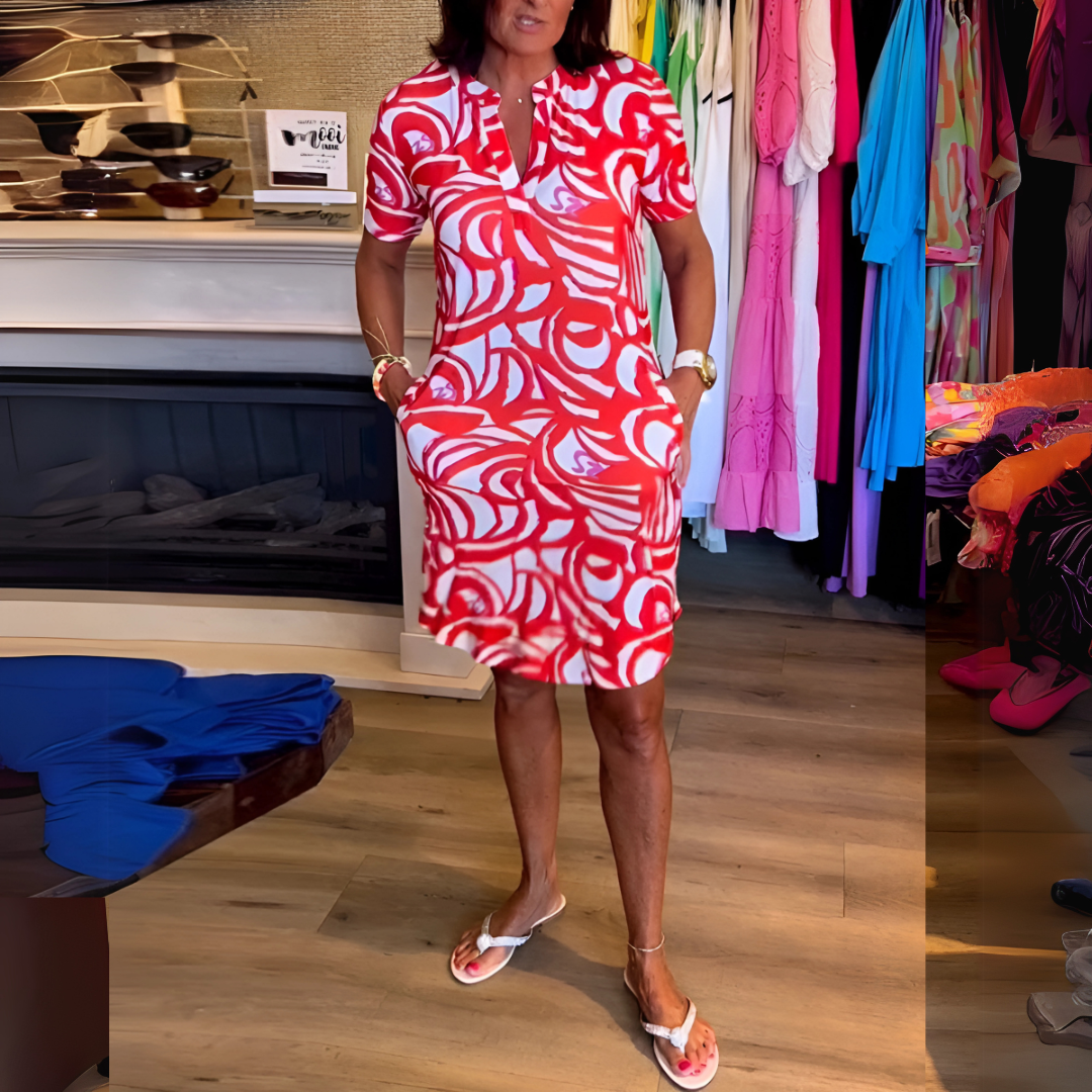 Mira - Vestido estampado con escote en V