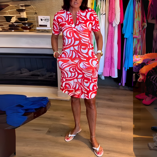 Mira - Vestido estampado con escote en V